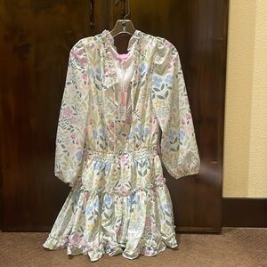 Pastel spring floral mini dress